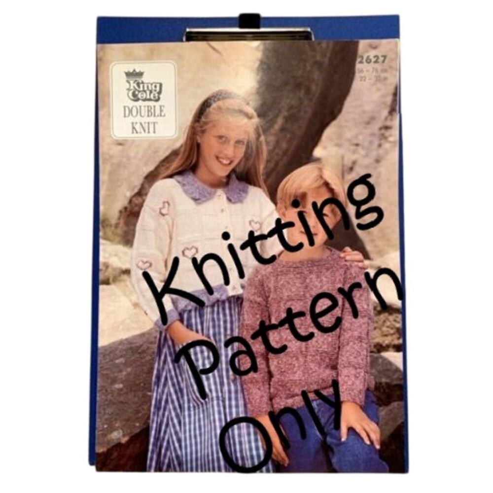 New King Cole 2627 Stonewash DK Heart Sweater Child Cardigan Knitting Pattern
